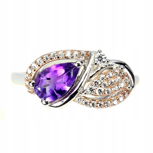 925 Ring Amethyst Zirkonia Größe 14 Sterling Silber