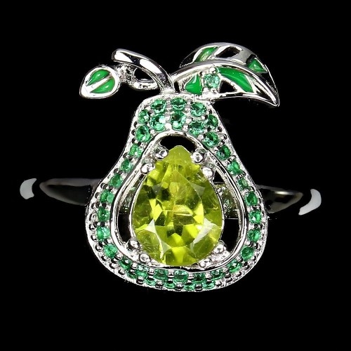 925 Ring zarter Natur Peridot Größe 16