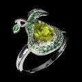 925 Ring zarter Natur Peridot Größe 16