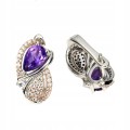 2 Ohrringe zarte natürliche Amethyste Zirkonia