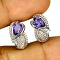 2 Ohrringe zarte natürliche Amethyste Zirkonia
