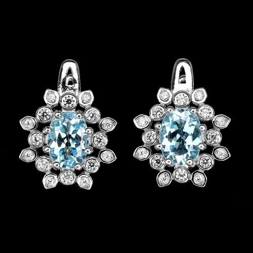 Ohrringe 925 Natur Sky Blue Topas Zirkonia 2
