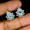 Ohrringe 925 Natur Sky Blue Topas Zirkonia 2