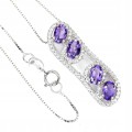 Silberkette natürliche Amethyste Zirkonia 23