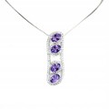 Silberkette natürliche Amethyste Zirkonia 23