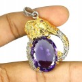Anhänger 925 natürlicher 25,66 ct Amethyst Saphire Elefant