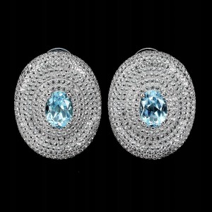 925 Natürlicher Sky Blue Topas Ohrringe weißer Topas 2