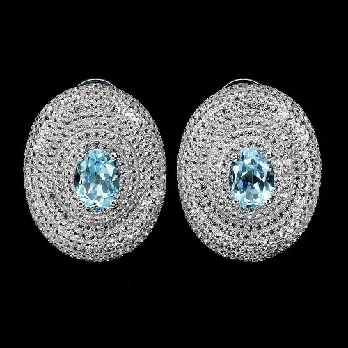 925 Natürlicher Sky Blue Topas Ohrringe weißer Topas 2
