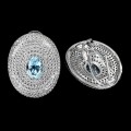 925 Natürlicher Sky Blue Topas Ohrringe weißer Topas 2