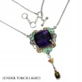 925 Halskette natürliche 36,42 ct Amethyst-Smaragde