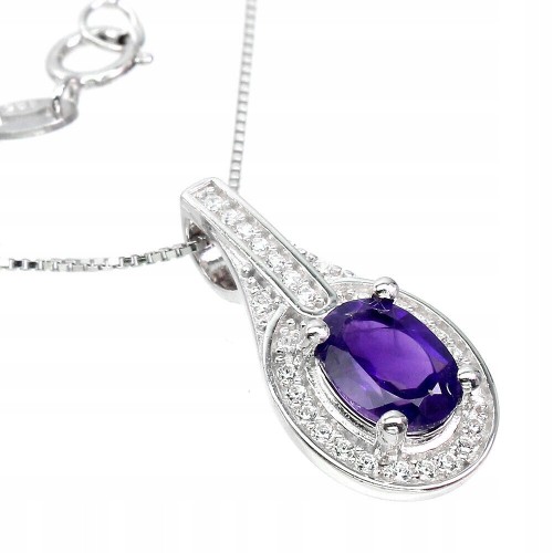 Schöne Halskette aus natürlichem Amethyst mit Zirkonia Sterlingsilber