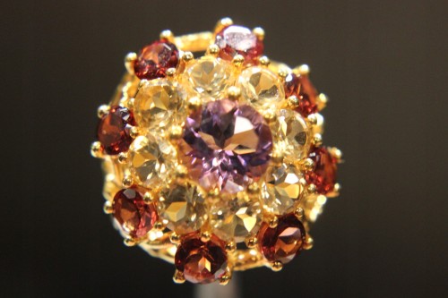 Ring größe 15,5, natürlicher Amethyst, Granat 925