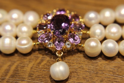 Armband natürliche Amethystperlen 925
