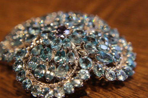 Brosche Anhänger 925 Zirkone Tansanit zertifiziert