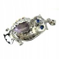 9.63 ct Ametrin Kyanit Saphir Eule Anhänger aus Sterlingsilber