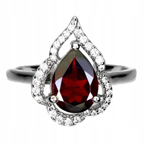 925 Silberring Granat Größe 16,5 Zirkonia