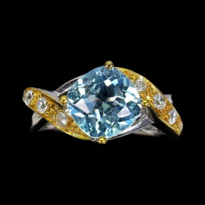 Silberring Sky Blue Topaz Zirkonia Größe 11,5