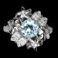 Silberring Sky Blue Topaz Zirkonia Größe 14