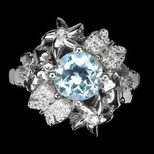 Silberring Sky Blue Topaz Zirkonia Größe 14