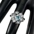 Silberring Sky Blue Topaz Zirkonia Größe 14