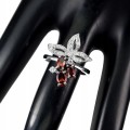 Ring natürliche Granate Zirkonia Größe 18,5 Blume