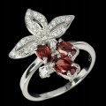 Ring natürliche Granate Zirkonia Größe 18,5 Blume