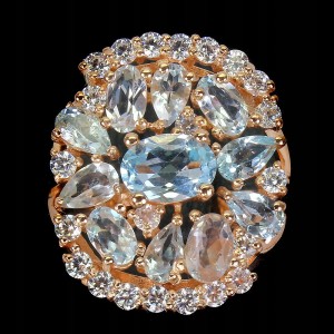 Silberring Sky Blue Topas Zirkonia Größe 12