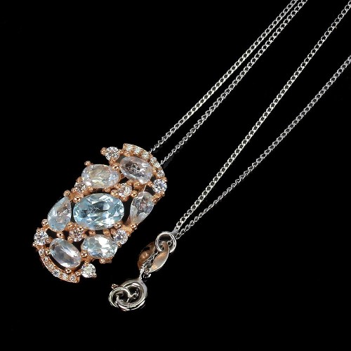 Halskette aus 925er Silber mit natürlichen Sky Blue Topas Zirkonia