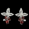 925 Ohrringe natürliche Granate Zirkonia Blume 2