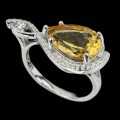 Ring natürlicher Citrin Zirkonia Silber Größe 17