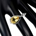 Ring natürlicher Citrin Zirkonia Silber Größe 17