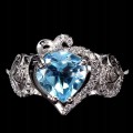 Ring aus Sterlingsilber  Größe 17 Sky Topas Zirkonia Herz
