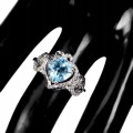 Ring aus Sterlingsilber  Größe 17 Sky Topas Zirkonia Herz