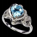 Ring aus Sterlingsilber  Größe 17 Sky Topas Zirkonia Herz