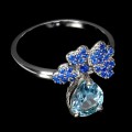 Silberring Sky Blue Topaz Zirkonia Größe 19