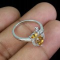 Ring natürliche Citrin Zirkonia Silber Größe 14
