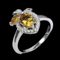 Ring natürliche Citrin Zirkonia Silber Größe 14