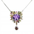Natürliche Halskette 30,04 ct Amethyst Quarz Saphire
