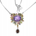 Natürliche Halskette 30,04 ct Amethyst Quarz Saphire