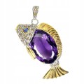 Anhänger 925 25,59 ct Amethyst Saphire Kyanit Fisch