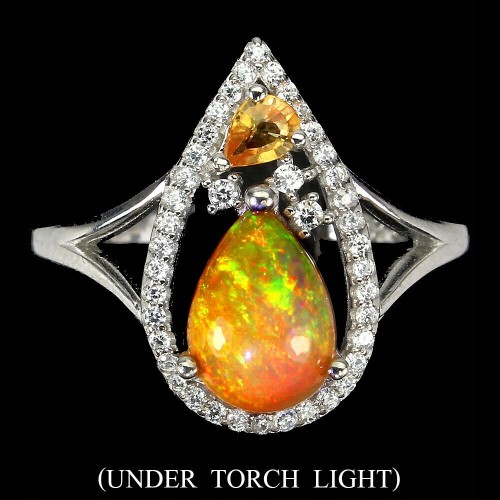 Silberring Größe 19,5 Feueropal Saphir