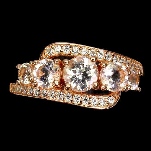 Silberring mit natürlichen Morganiten 925 Größe 14,5