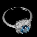 925 Sterling Silber Ring Größe 14,5 London Blue Topas