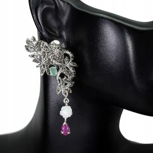 Ohrringe natürliche Smaragde Markasit Rubine Elefant 2