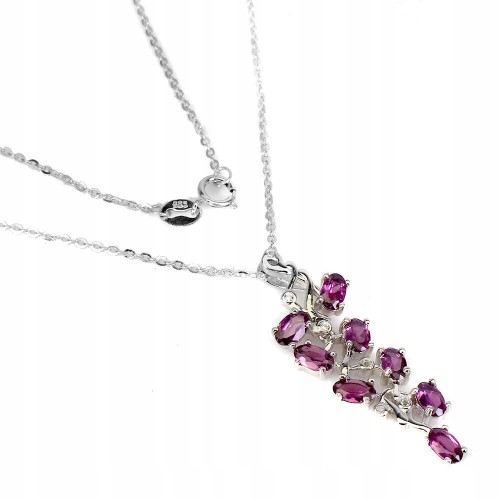 925 Halskette natürliche Rhodolith Granate Zirkonia