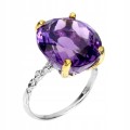 Ring natürlicher Amethyst 13,7 ct Silber Größe 16