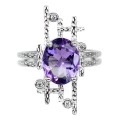 925 Sterling Silber Amethyst Ring Zirkonia Größe 11