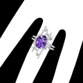 925 Sterling Silber Amethyst Ring Zirkonia Größe 11