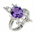 925 Sterling Silber Amethyst Ring Zirkonia Größe 11