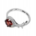 Ring aus Sterlingsilber mit natürlichen Granat Zirkonia Größe 17